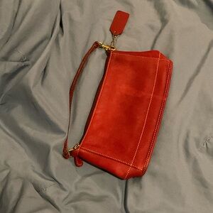 Coach red burgundy leather shoulder bag